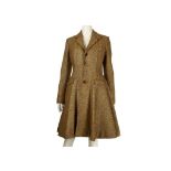 Ralph Lauren gold wool dress and coat, the fitted dress with thin straps, approx. 32"/82cm chest,