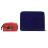 Smythson bright blue lizard skin iPad case, gilt metal zip, 26cm wide, 21cm high, together with a