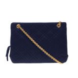 Chanel quilted dark blue fabric shoulder bag, date code for 1996-97, gilt metal reissue chain,