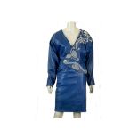 Jean-Claude Jitrois royal blue leather outfit, c. 1985, the jacket beautifully embroidered with