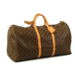 Louis Vuitton Holdall 60, date code for 2001, monogram canvas with tan leather trim, complete with