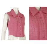 Chanel pink quilted silk top, dated 2000, of sleeveless form with button down front, silk lined,