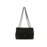 Chanel black caviar Jumbo Flap bag, date code for 2006-2008, silver tone hardware, 32cm wide, 18cm