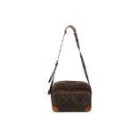 Louis Vuitton Nil messenger bag, date code 1994, monogram canvas with tan leather trim, 30cm wide,