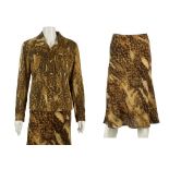 Christian Dior three piece leopard print ensemble, 1990s, comprising a cotton jacket, a silk mid-