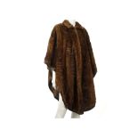 Givenchy mink cape, 1980s, pastel mink with zip down front and leather trim