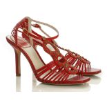 Christian Dior red leather Allegria sandals, with gilt metal detail, size 36.5 (UK 3.5), with dust