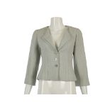 Chanel pale blue summer jacket, dated 2000, with double collar and silver tone open metal buttons,