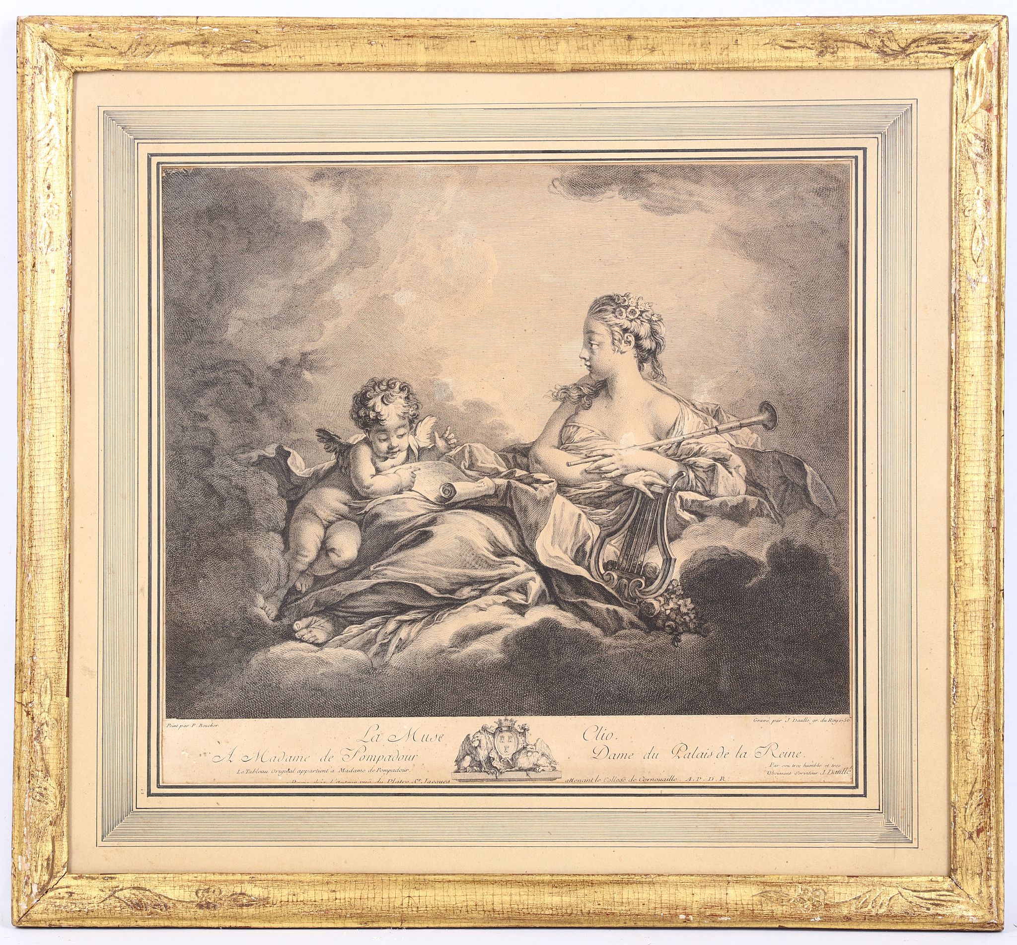 After Francois Boucher 1703-1770. 'La Muse Clio' and 'La Muse Erato'. A pair of mid 18th Century