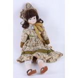 A mid 20th Century bisque headed doll, neck marked Zasan P.A.T.P.