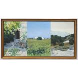 A LATE 20th CENTURY OIL ON CANVAS, landscape triptych view, signed Moore '81, (canvas: 76cm x