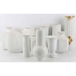 A collection of 20th Century Continental white porcelain vases, mostly by Rosenthal but also