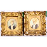 English school, mid 19th Century, a pair of fine watercolours, portraits of two brothers. In