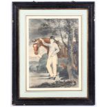 An early 19th Century English school. 'A Huntsman with his Stead'. Watercolour exterior portrait