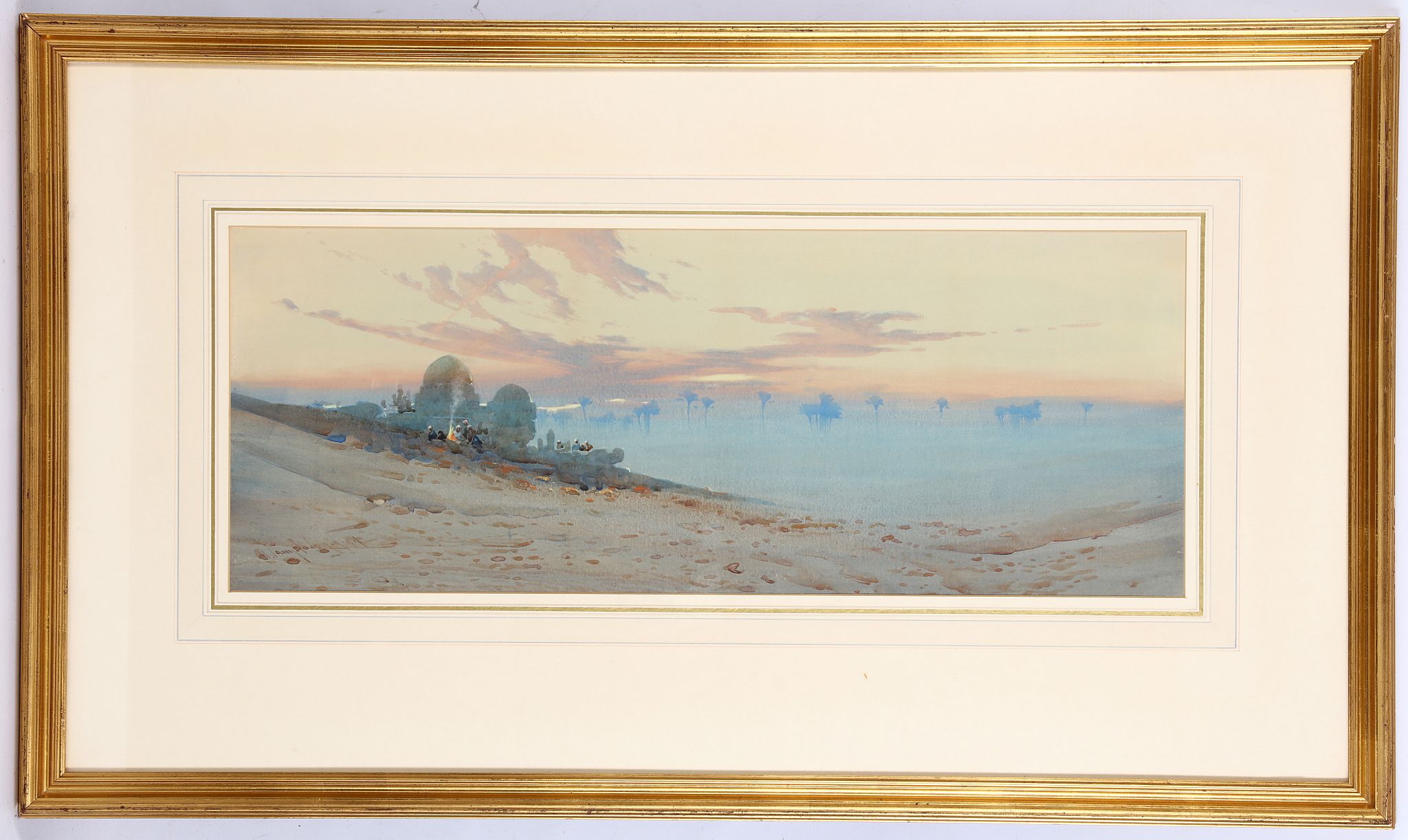 Augustus Osborne Lamplough 1877-1930, 'Sunset on the Nile', watercolour, signed lower left and dated