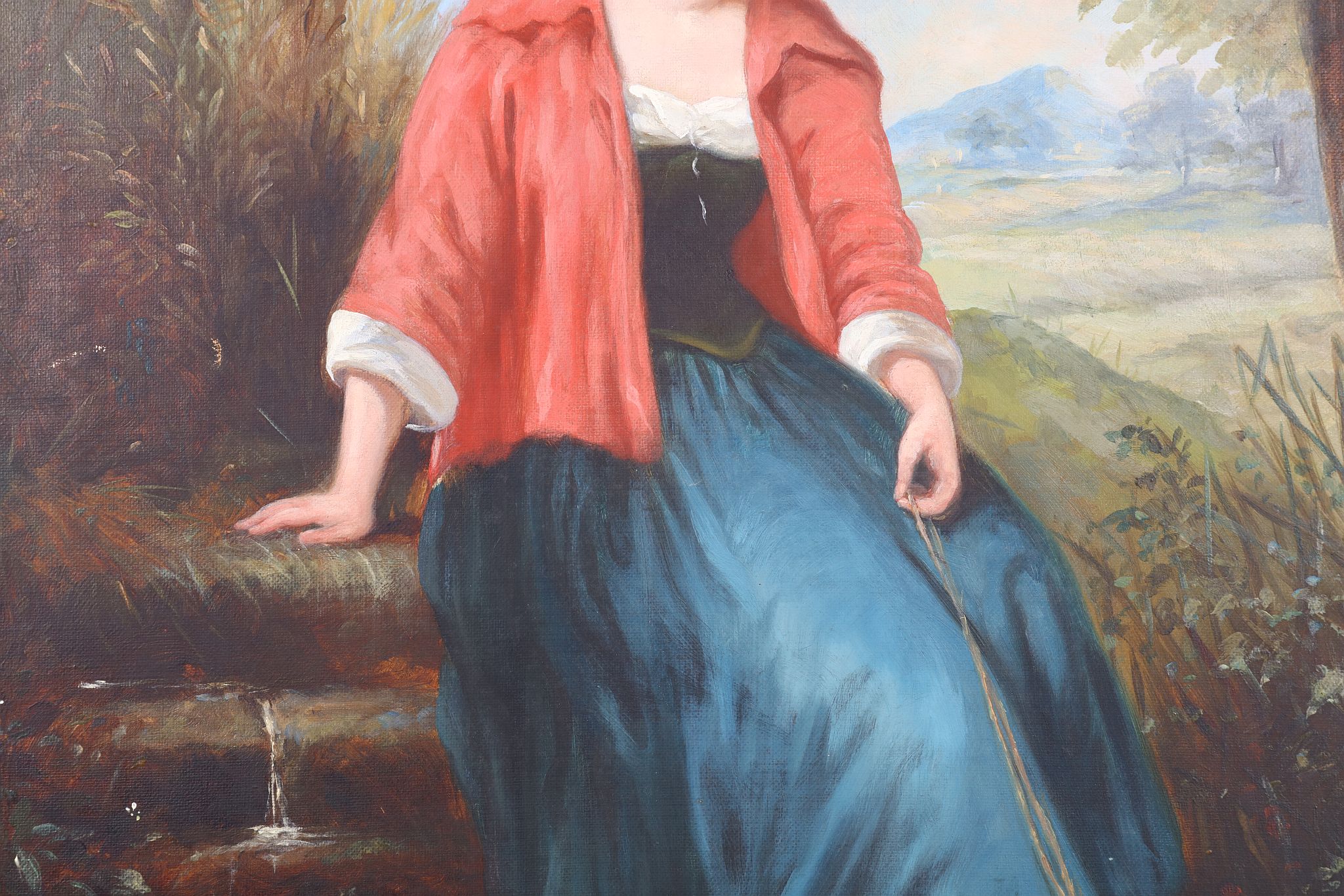 Follower of William Powell Frith 1819-1909. 'Girl with Water Pitcher'. Oil on canvas. A young - Image 3 of 4