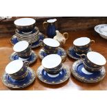 A Royal Worcester, 39 piece porcelain tea service, settings for 12, c.1922, and a Worcester blush