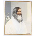 Attributed to Macena Alberta Barton (American 1901 - 1986) 'Untitled', a portrait of Maharishi