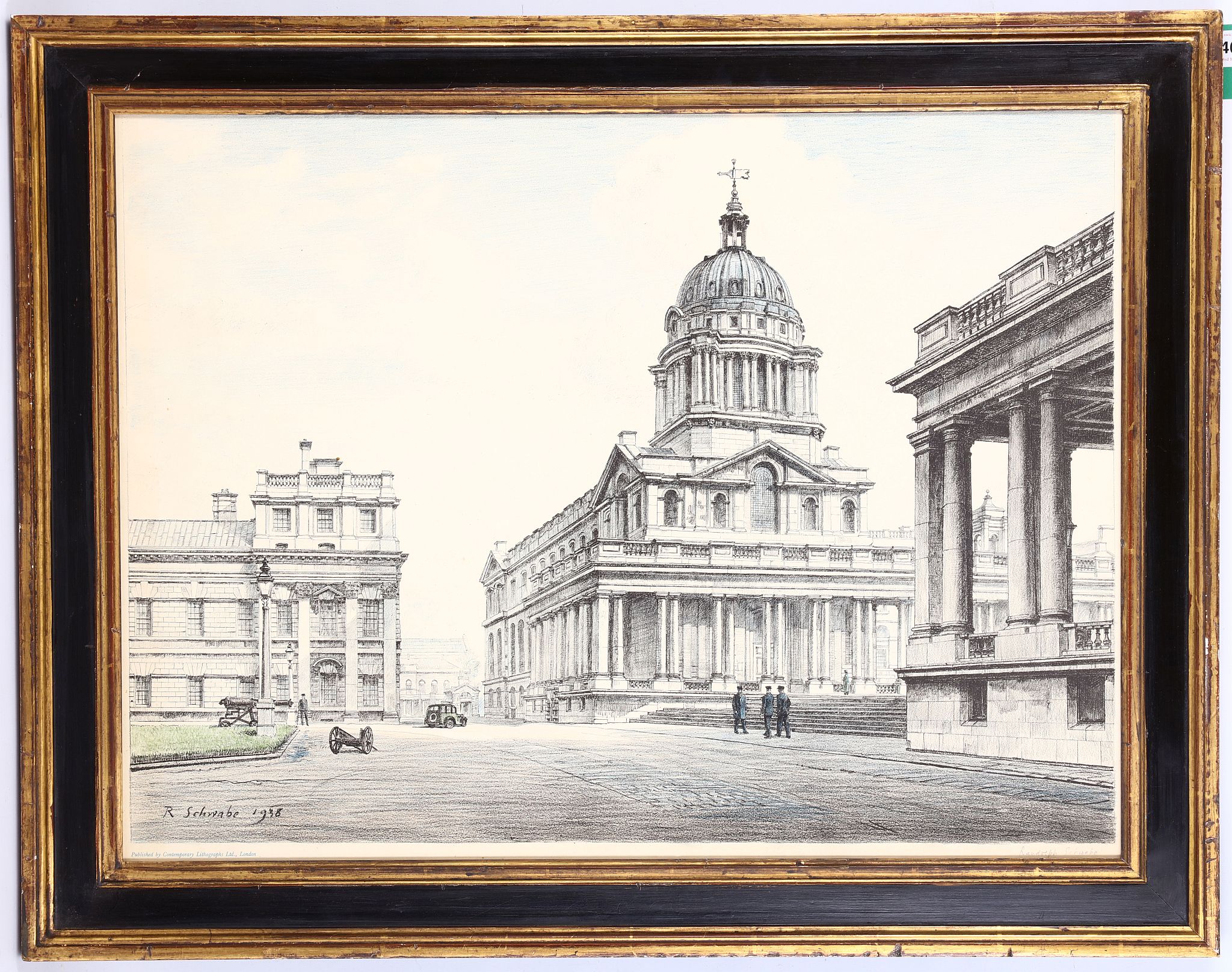 Randolphe Schwabe (1885-1948). 'Royal Naval College, Greenwich'. Lithograph with colour. Dated 1938.