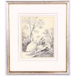 An interesting selection of framed works, including an engraving in sepia after Simon da Pereo, a