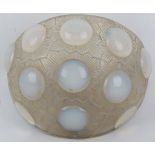 A Lalique (unmarked) Vaseline wall light, with stylised floral relief, flowers with dome shaped