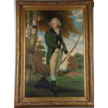After Sir Henry Raeburn R.A. 'The Archer'. Oil on canvas circa late 20th Century, a gentleman in