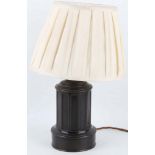 A modern bronze Ralph Lauren table lamp with cream pleated shade, 39cm high.