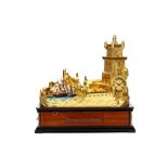 A RARE SECOND QUARTER 19TH CENTURY GILT BRONZE AUTOMATON CLOCK DEPICTING THE TORRE DE BELEM,