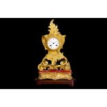 A MID 19TH CENTURY FRENCH GILT BRONZE MANTEL CLOCK BY DENT A PARIS AND CAILLY in the Rococo