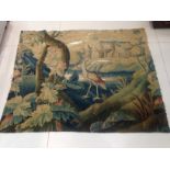 A FRAGMENTARY 17TH CENTURY VERDURE TAPESTRY TOGETHER WITH A FURTHER FRAGMENTARY PIECE the first in