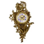 A LARGE LATE 19TH CENTURY FRENCH GILT BRONZE CARTEL CLOCK  in the Louis XV style, the case with