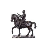 AFTER DONATELLO (ITALIAN, 1386-1466): A LARGE LATE 19TH / EARLY 20TH CENTURY BRONZE EQUESTRIAN