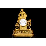 A FINE AND IMPORTANT EARLY 19TH CENTURY FRENCH EMPIRE GILT BRONZE MANTEL CLOCK BY VANDERCRUZE