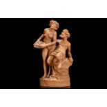 AFTER CLAUDE MICHEL CLODION (FRENCH, 1738-1814): A LATE 19TH CENTURY FRENCH TERRACOTTA FIGURAL GROUP