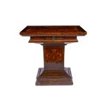 A 17TH CENTURY ITALIAN WALNUT AND FRUITWOOD MARQUETRY SIDE TABLE the rectangular top inlaid with a