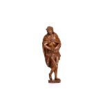 A 17TH  / 18TH CENTURY FLEMISH CARVED BOXWOOD FIGURE OF CHRIST BOUND, ECCE HOMO Christ wearing a