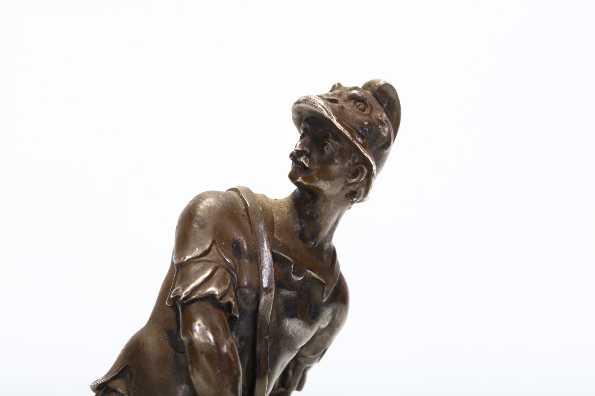 AFTER TIZIANO ASPETTI (ITALIAN, 1565-1607): A 19TH CENTURY SILVERED BRONZE STATUETTE OF MARS the - Image 6 of 6