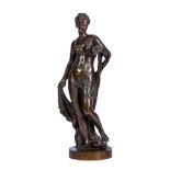 AFTER MICHEL ANGUIER (FRENCH, C1612-1686): A 19TH CENTURY BRONZE FIGURE OF AMPHITRITE looking down