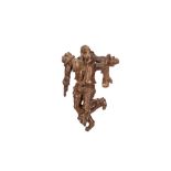 AN EARLY 16TH CENTURY BRABANT (ANTWERP) CARVED WOOD FIGURE OF THE CRUCIFIED THIEF blindfolded, his