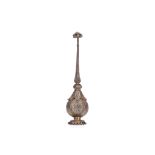 AN 18TH / 19TH CENTURY INDIAN (MUGHAL) GILT BRASS FILIGREE ROSEWATER SPRINKLER the body of
