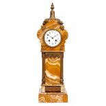 A LATE 19TH CENTURY FRENCH MARBLE AND GILT BRONZE MOUNTED 'ALHAMBRA' STYLE MANTEL CLOCK  modelled as