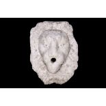 A 16TH / 17TH CENTURY ITALIAN MARBLE FOUNTAIN SPOUT MODELLED AS A LION HEAD carved in high relief