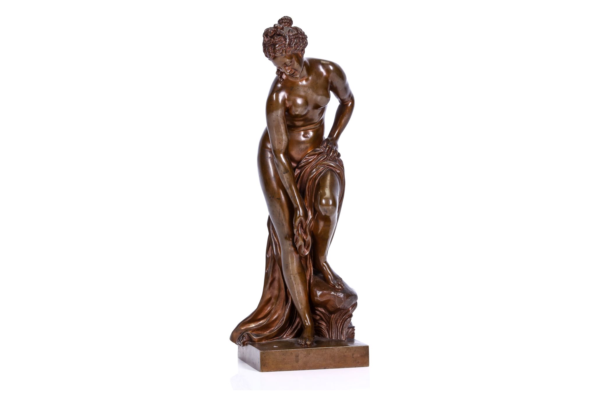 AFTER CHRISTOPHE GABRIEL ALLEGRAIN (FRENCH, 1710-1795): A LATE 19TH CENTURY FRENCH BRONZE FIGURE