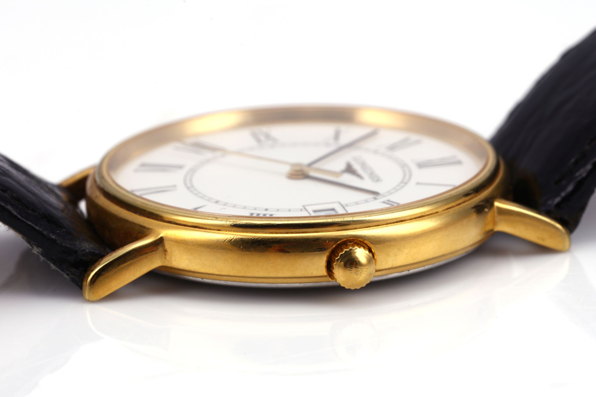 GENTS LONGINES DRESS WATCH  A gents gold plated Longines dress watch, with white dial, Roman - Image 3 of 4