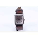 DUNHILL WRISTWATCH A stainless steel dunhill wristwatch , with silvered dial, Art Deco inspired