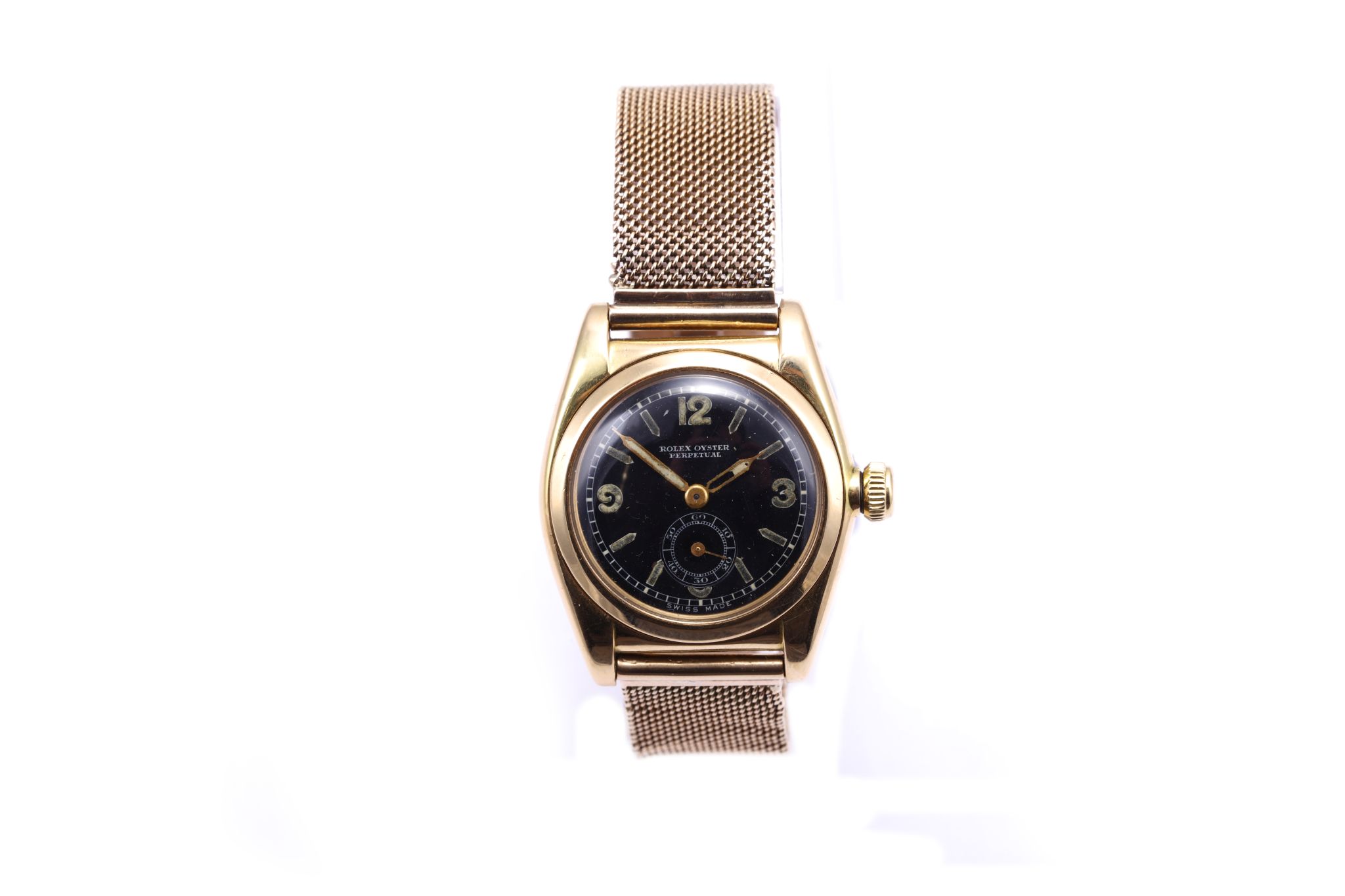 GENTS ROLEX OYSTER PERPETUAL WRISTWATCH A  gents rare c.1935 18ct gold Rolex Oyster Perpetual