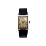 GENTS VINTAGE WRISTWATCH A gents Art Deco period .925 silver cased wristwatch with rectangular dial,