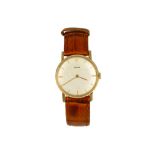 GENTS GOLD ENICAR WRISTWATCH  A gents vintage 9ct gold Enicar wristwatch, with satin dial, etched