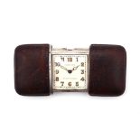 VINTAGE ERMETO-MOVADO TRAVEL WATCH A c.1930's Hermes Paris retailed Ermeto-Movado purse watch, with