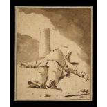 JEAN-CLAUDE RICHARD, DE SAINT NON (1727-1791). "Punchinello" aquatint 18 x 14.5 cm unframed